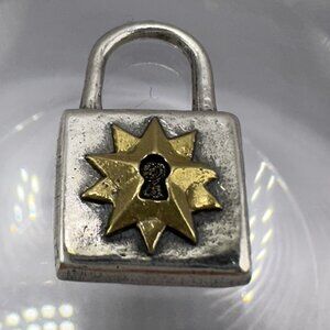 Waxing Poetic Guardian of Magic Lock Charm Sterling Silver Brass Star Keyhole